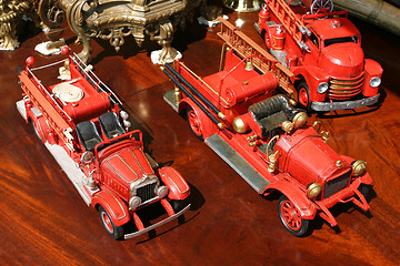 Image showing Toy fire trucks