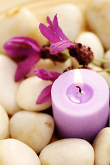 Image showing candle and lavender
