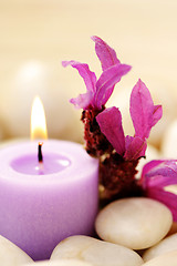 Image showing candle and lavender