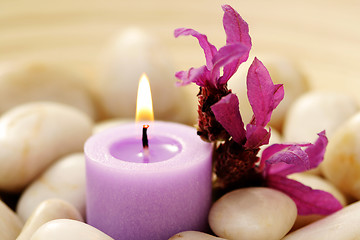 Image showing candle and lavender