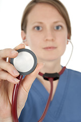 Image showing Portrait of nurse with stethoscope