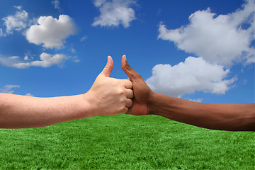 Image showing Two Ethnicities Agreeing on One Idea