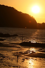 Image showing sunset at combe martin