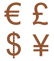 Image showing Wooden Currency Signs