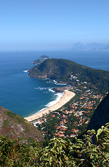 Image showing Itacoatiara beach view of the Mourao Mountain top