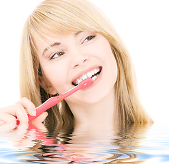Image showing happy girl with toothbrush