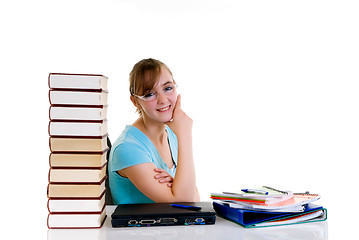 Image showing Teenager girl on desk