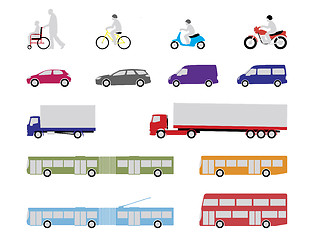 Image showing set of road transport vehicles