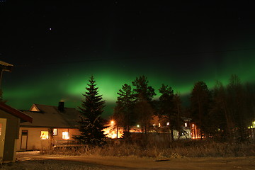 Image showing Northern Lights over Houses