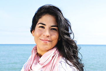 Image showing Beautiful young woman at beach