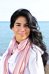 Image showing Beautiful young woman at beach