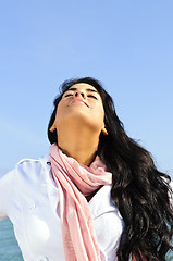 Image showing Beautiful young woman at beach