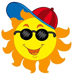 Image showing Cartoon Sun in baseball cap