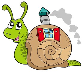 Image showing Snail with shell house