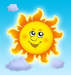 Image showing Cute summer Sun on blue sky