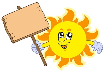 Image showing Summer Sun with wooden table