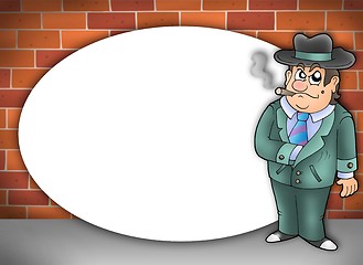 Image showing Round frame with cartoon gangster