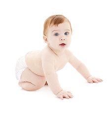 Image showing crawling baby boy in diaper