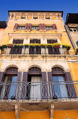 Image showing facade in Piazza delle Erbe in Verona