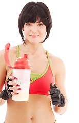 Image showing fitness instructor with protein shake