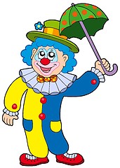 Image showing Funny clown holding umbrella