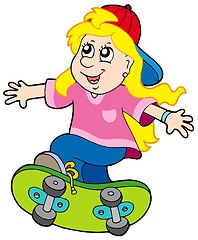Image showing Skateboarding girl