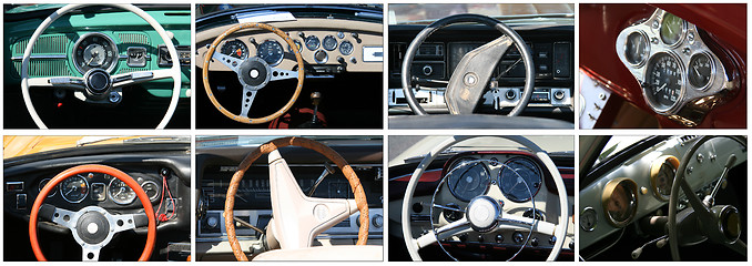 Image showing Classic cars steering wheel.