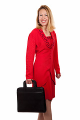 Image showing Woman in red business suit