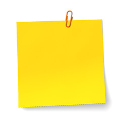 Image showing Yellow note with orange Paper clip