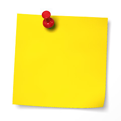 Image showing Yellow note with red thumbtack