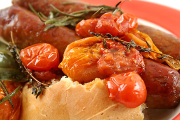 Image showing Baked Tomatoes And Sausages