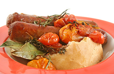 Image showing Baked Tomato And Sausages