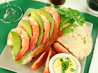 Image showing Shrimp And Avocado Sandwich