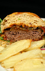 Image showing Burger And Chips