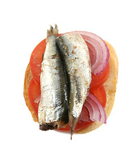 Image showing Tomato Sardine And Onion Sandwich