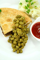 Image showing Pie With Mushy Peas