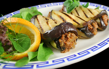 Image showing Aubergine And Beef Rolls