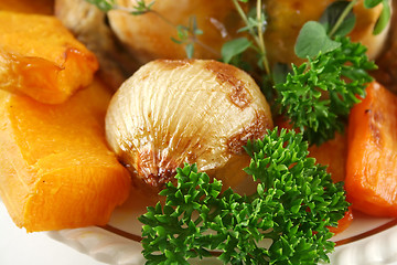 Image showing Baked Onion And Pumpkin