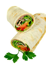 Image showing Ham And Salad Wrap 