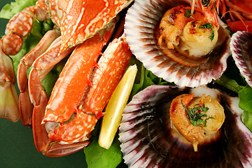 Image showing Crab And Scallops