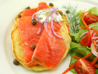 Image showing Smoked Trout On Fritters 