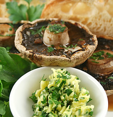 Image showing Mushrooms And Herbed Butter