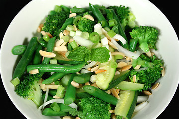 Image showing Green vegetables With Almonds 1