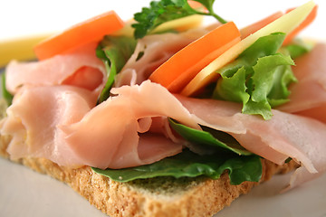 Image showing Open Ham And Salad Sandwich
