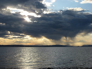 Image showing Rain on the otherside of the sea