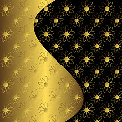 Image showing  Floral black and golden  background