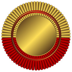 Image showing Gold medal with red ribbon