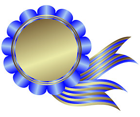 Image showing Silvery medal with blue ribbon