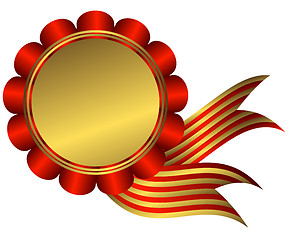 Image showing Gold medal with red ribbon