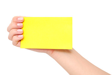 Image showing yellow card in a hand